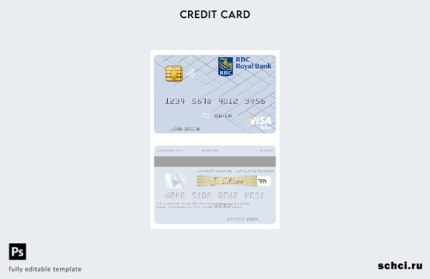 цифровая загрузка шаблона дебетовой карты Visa RBC Royal Bank Туниса